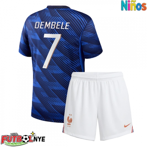 Camiseta Francia Ousmane Dembele #7 Primera Equipación para niños Mundial 2026 manga corta (+ pantalones cortos)